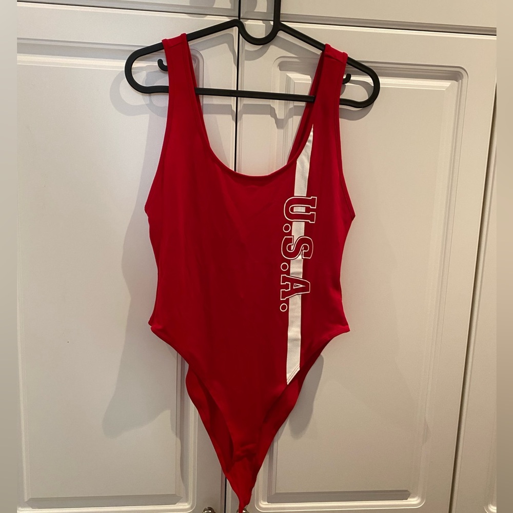 H&M Divided USA Red Bodysuit Size Medium NWT